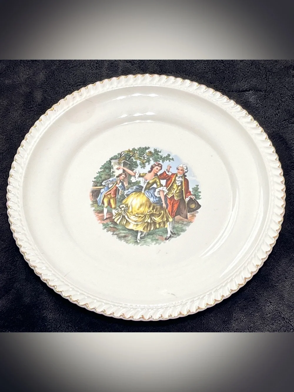 Vintage Harker Pottery 22K Gold Courting Couple Plate USA